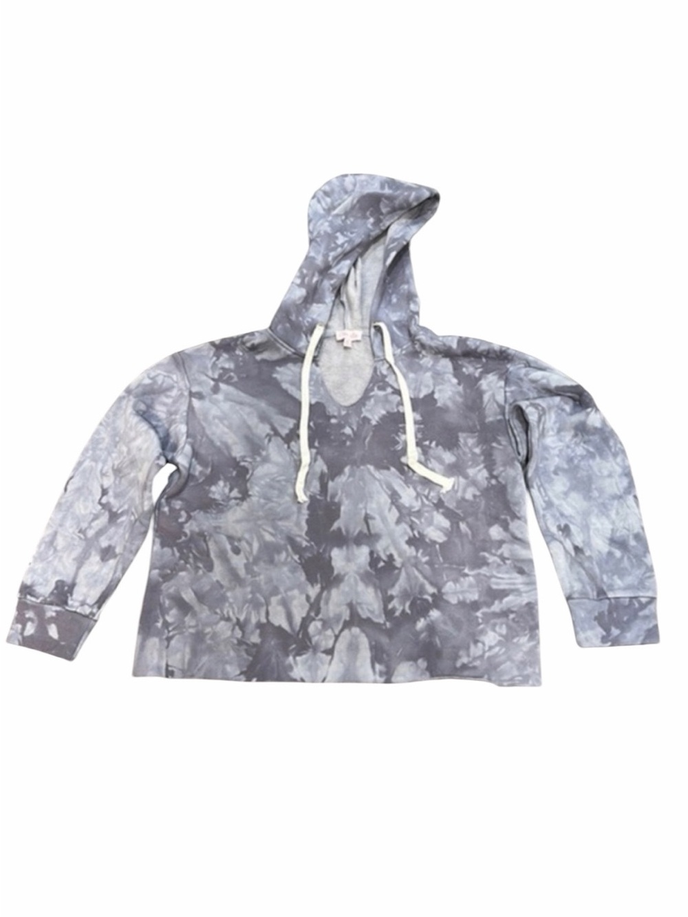 Women’s Tie Dye Cropped Hoody Pullover Gray Purple Loungewear Size Large